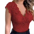 thumbnail image 1 of Sleeveless Tanks Summer V-neck Hollow Out Tight Solid Color Lace Outdoor Tops, 1 of 5