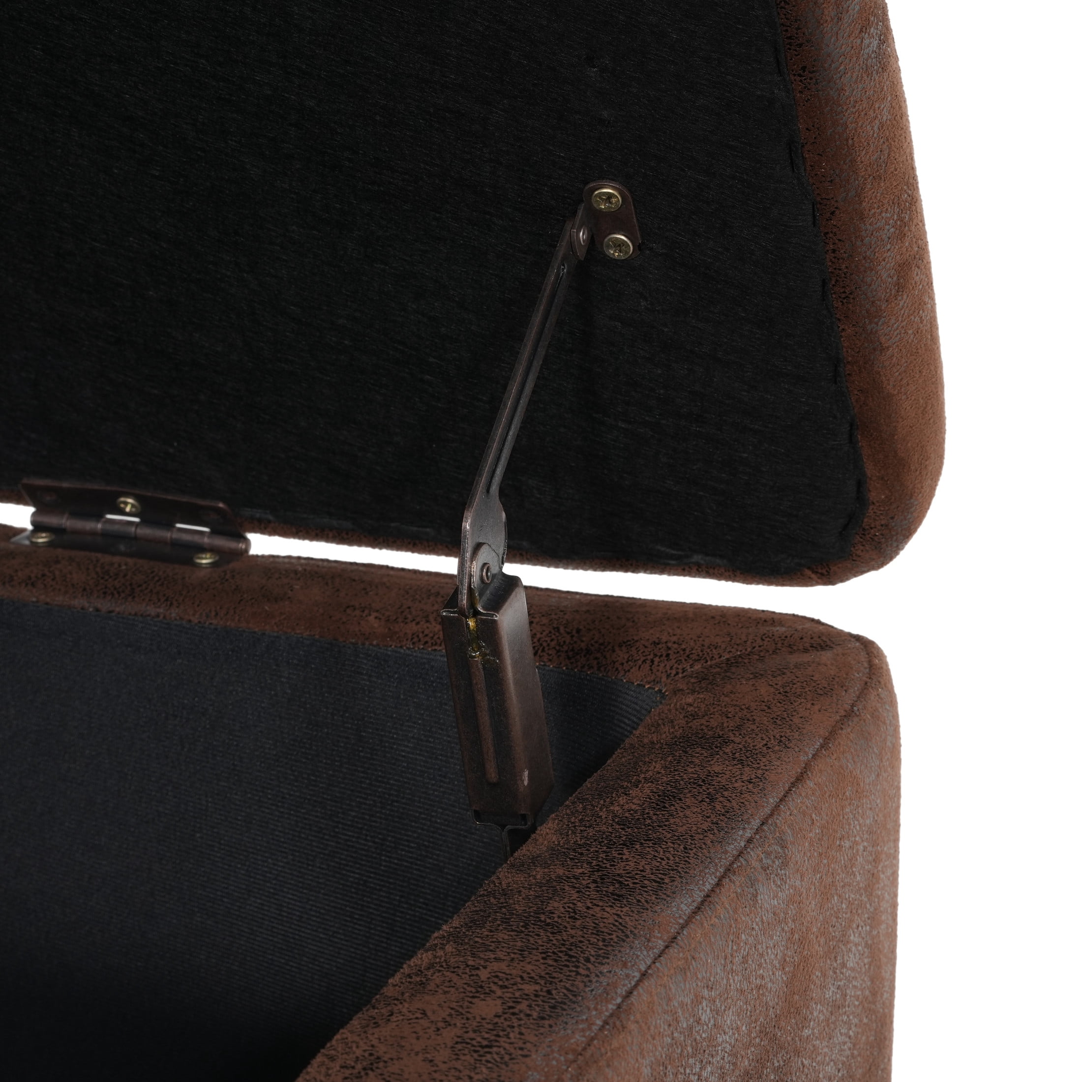 Christopher Knight Home Microfiber Upholstered Storage Ottoman Bench with Solid Wood Legs, Brown