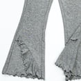 thumbnail image 3 of Bixock Toddler Girls Leggings High Waist Flare Pants Kids Trousers Elastic Waist Ruffle Solid Color Side Pocket Loose Stretch Fall Casual Daily Wear Size 5-6Years, 3 of 6
