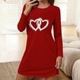 thumbnail image 4 of Women's Cotton T-shirt Dress Love Hearts Print Soft Pajama Sleep Short Nightgown Long Sleeve Valentines Outfits (XL, Red 01), 4 of 6