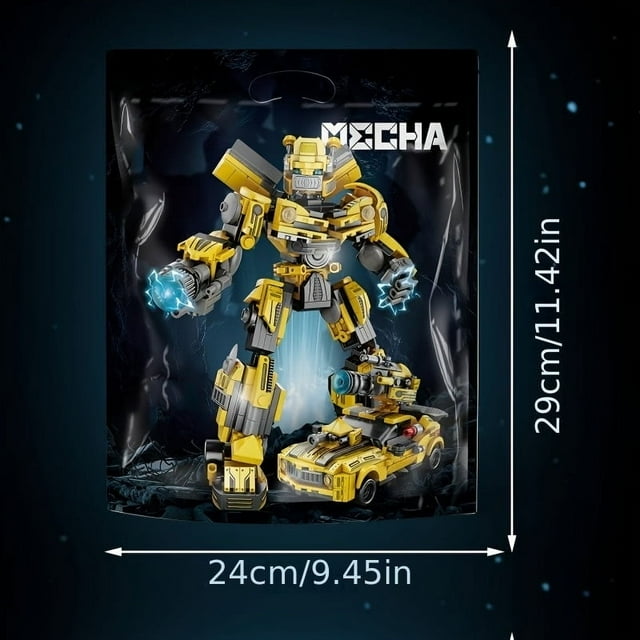 2in 1 Mecha Robot Car Building Blocks Toys, Moving Joints, Pushing Moving Wheels, Children Bricks Toy Boy Gift