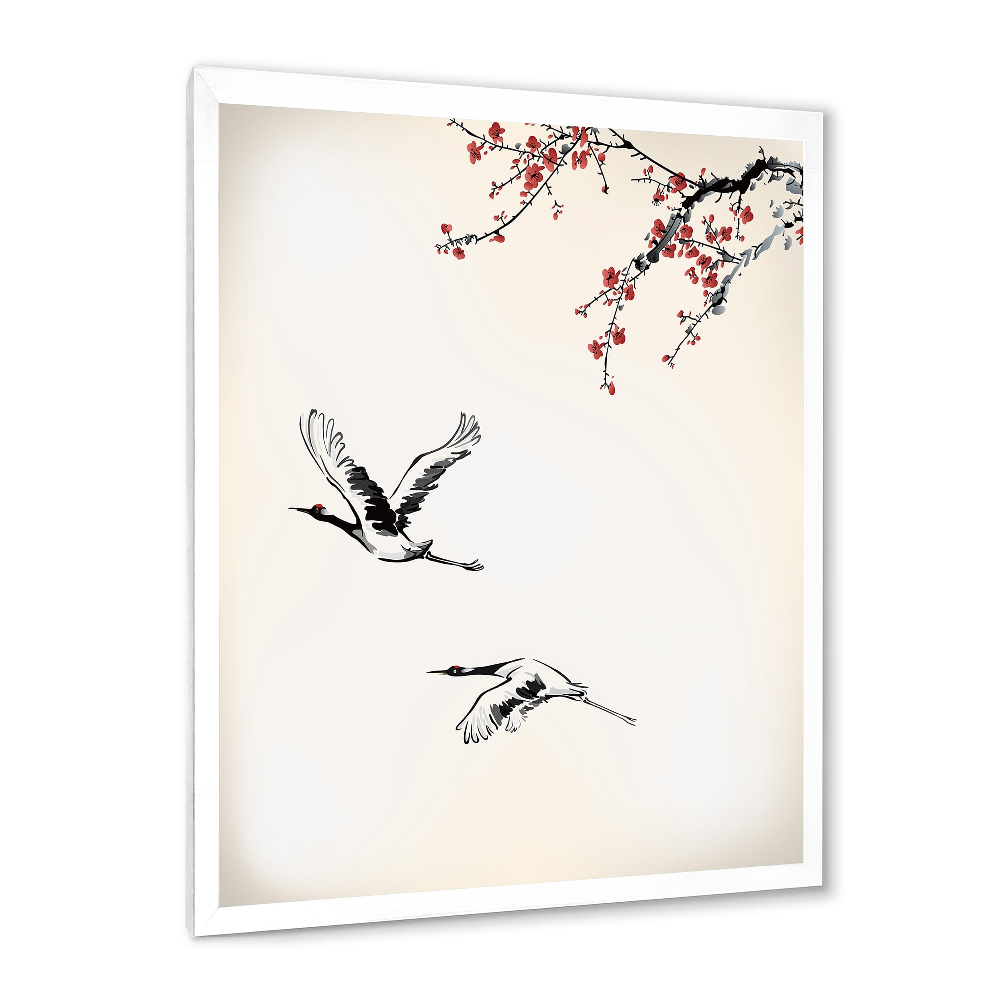 Designart 'Flying Two Sweet Winter Birds' Traditional Framed Art Print