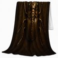 thumbnail image 2 of Stag Beetle with Gold Gear Details, Dramatic Steampunk Style for Insect Lovers, Dark Mechanical Beetle Motif and Birthday Gift, Soft Flannel Blanket for Study Room and Bedroom, Home Decor, 2 of 9
