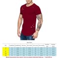 thumbnail image 2 of T-shirt Homme Déchiré Couleur Unie Ample Col Rond Manches Courtes Décontracté, 2 of 7
