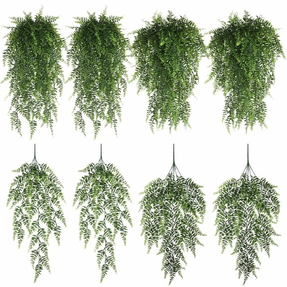 Artificial Plants Vines, Boston Persian Rattan 2 Pcs, Greenery Fake Ferns Hanging Plant Ivy Flowers Outdoor UV Resistant Plastic Vine for Wall Indoor Party Decorations