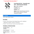 thumbnail image 2 of Front Brake Pad Set - Compatible with 2015 - 2020 Chevy Colorado 2016 2017 2018 2019, 2 of 2