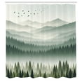 thumbnail image 4 of Ambesonne Green Shower Curtain, Contemporary Lands of Jungle, 69"Wx70"L, Cadet Blue Grey Teal, 4 of 4