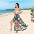 thumbnail image 6 of FORMRS Womens Beach Sarong Semi-Sheer Bikini Wrap Skirt Swimsuit Cover-ups, Retro Christmas Poinsettia, 6 of 7