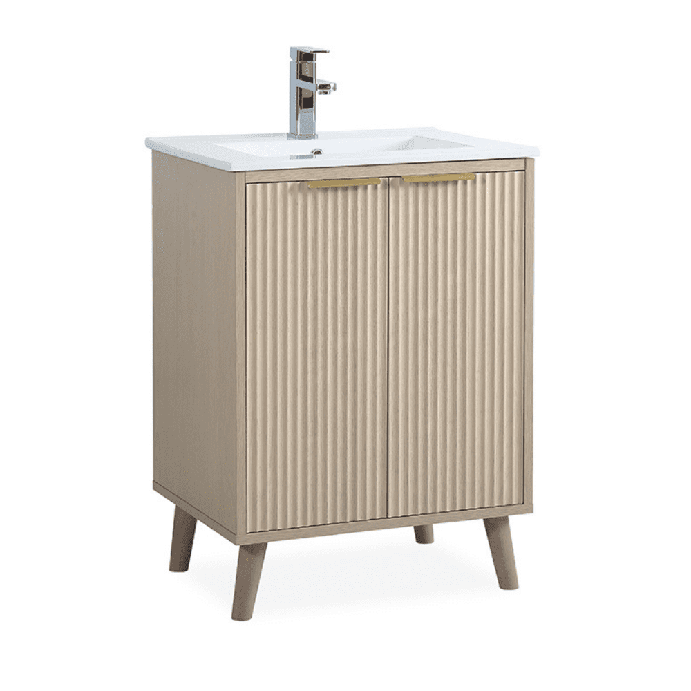 Tennant Brand 24" Light Wood Bathroom Vanity with Integrated Sink Top