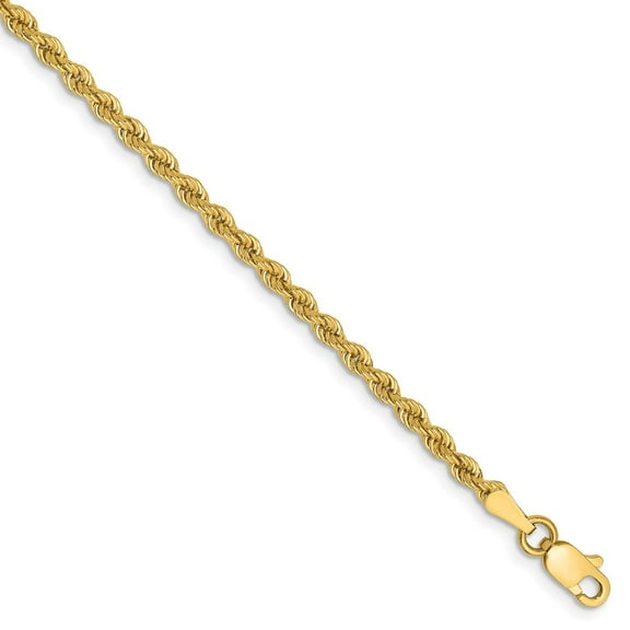 14K Yellow Gold bracelet Chain style Rope 7 in 2.5 mm