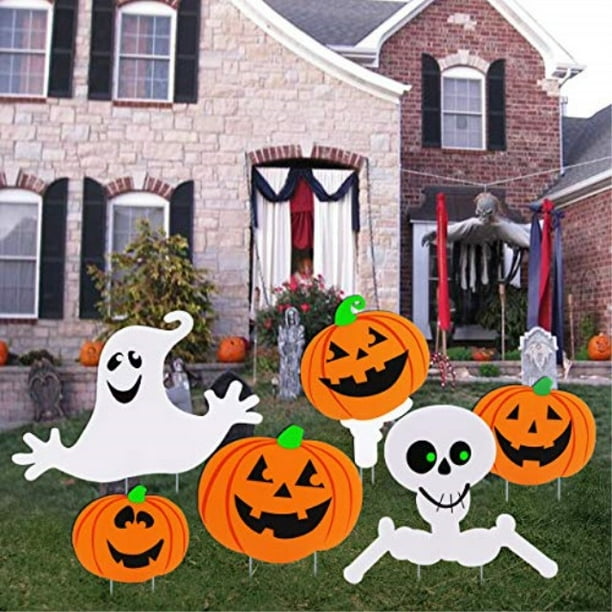 aobuy halloween decorations outdoor,cute pumpkin ghost corrugate yard