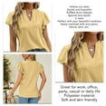 thumbnail image 5 of Women's Yellow V-Neck Ruffled Sleeve T-Shirt with Hollow Out Dots, Loose Casual Summer Top - Size M, 5 of 6