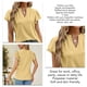 thumbnail image 5 of Camiseta de manga corta con volantes para mujer, cuello en V, puntos calados, tipo suelto, Top informal de verano amarillo XXL, 5 of 6