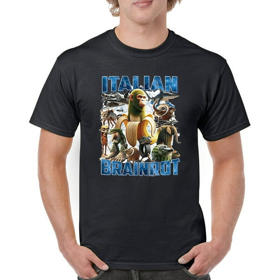 Italian Brainrot T-shirt Funny Gen Z Internet Meme Trend Men's Tee