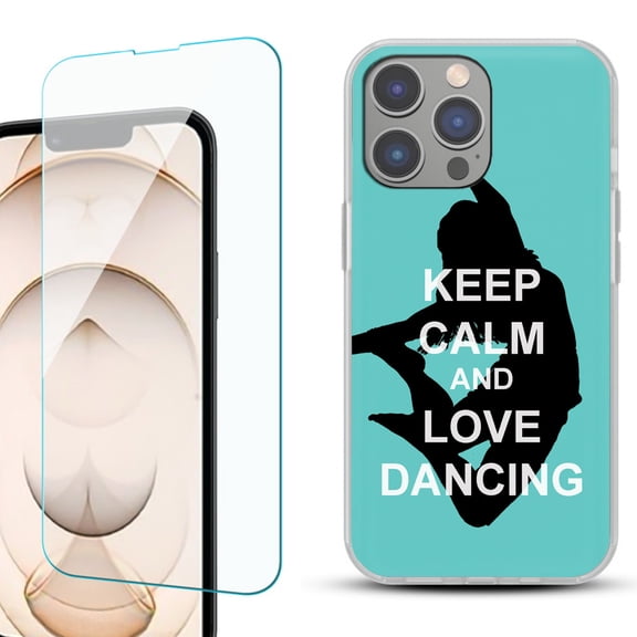 OneToughShield ® for iPhone 15 Pro Shockproof Phone Case, with Tempered Glass Screen Protector - Keep Calm / Dancing