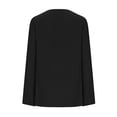 thumbnail image 4 of WREESH Womens Fashion Cotton Linen Shirt Solid Color Side Button Cotton Linen Round Neck T-Shirt Loose Long Sleeve Side Button Cotton Linen Lap Pullover Black, 4 of 6