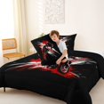 thumbnail image 4 of Castle Fairy Graffiti Dirt Bike Full Size Comforter Sets 3 Pieces for Kids, Red Splash Design Bedding Sets for Bedroom, Red Black,Black Reversible, 4 of 6