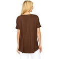 thumbnail image 3 of Double Zero Women's Surplice V-Neck Soft Casual Top (Chocolate, Small), 3 of 4