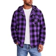 thumbnail image 3 of Horkkom Flannel Hoodie for Men Loose Button Up Flannel Shirt Casual Plaid Print Shirt with Pockets M, 3 of 5