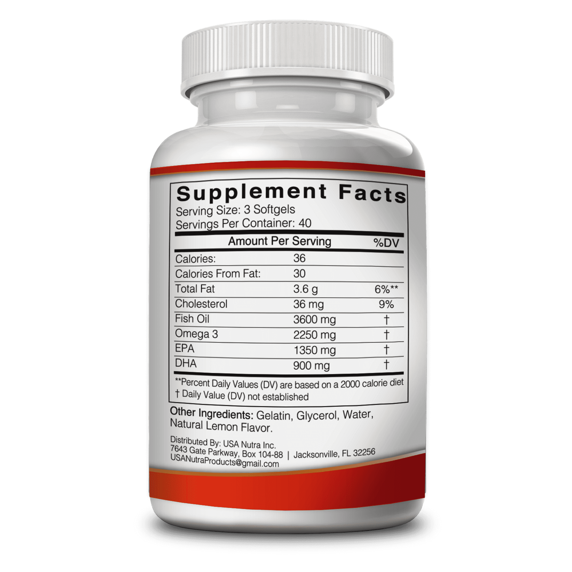 USANUTRA Omega 3 Fish Oil 3600mg Triple Strength Wild Caught Icelandic Anchovy Fish Oil.  120 Easy Swallow Softgels, 40 Day Supply