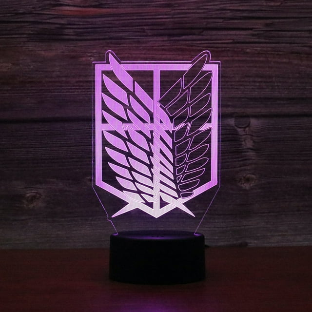 Lámpara de ilusión LED 3D con luz nocturna Attack on Titan Anime