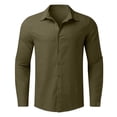 thumbnail image 4 of Tisuna Boys Long Sleeve Button Down Shirt Child Solid Color Lapel Collar Tops Classic Fit Comfortable Kids School Festival Daily Wear Army Green Size 5-6 Years, 4 of 4