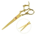 thumbnail image 4 of Hair Scissors Hair Cutting Scissors Stainless Steel Razor Hair Trimming Scissors 6.5" Long Gold Tone, 4 of 6