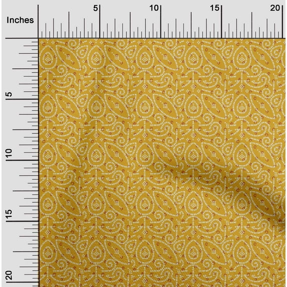 oneOone Cotton Silk Gamboge Yellow Fabric Ethnic Bandhani Diy Clothing Quilting Fabric Print Fabric By Yard 42 Inch Wide