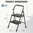 thumbnail image 6 of edx 2 Step Ladder, Portable Folding Step Stool Heavy Duty, Anti-Slip, Lightweight 800Lbs Capacity, For Kitchen, Garage & Outdoor Use, Black, 6 of 8