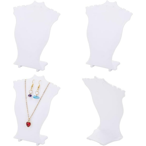 4 Pcs Jewelry Necklace Displays for Selling 4.72 Inch White Bust Shaped Plastic Slant Back Necklace Jewelry Storage Rack Bust Display Stand Necklace Rack Organizer Holder for Photography