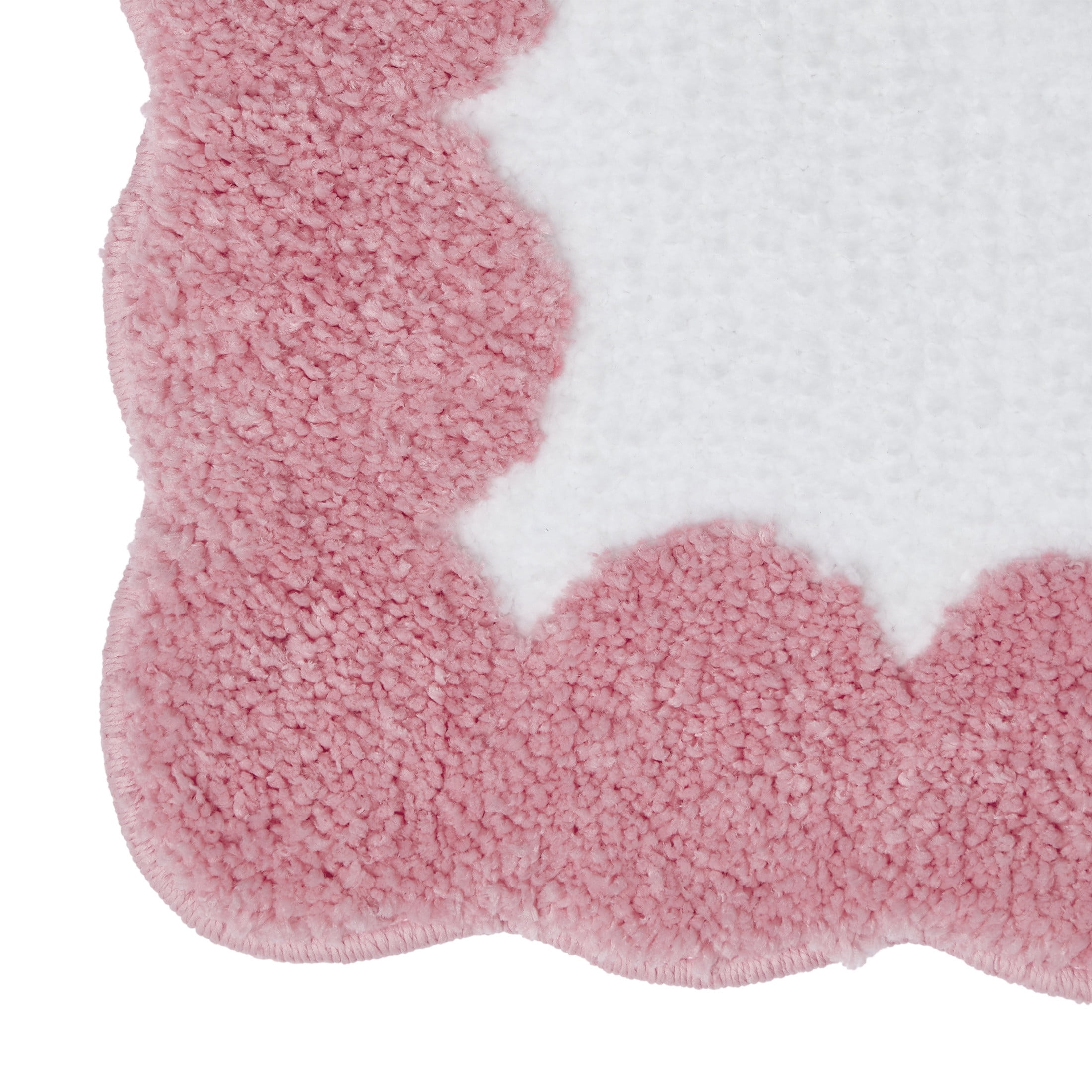 VCNY Home Pink/White Dotted Edge Tufted Bath Rug, 18" x 27"