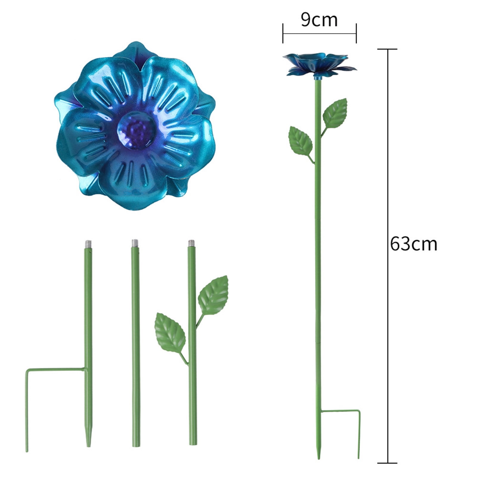 Bird Bath for Outside, 5 Pack Metal Flowers Garden Stake Bird Feeder & Bee Bath, Outdoor Flower Bird Bath Bee Watering Station for Garden