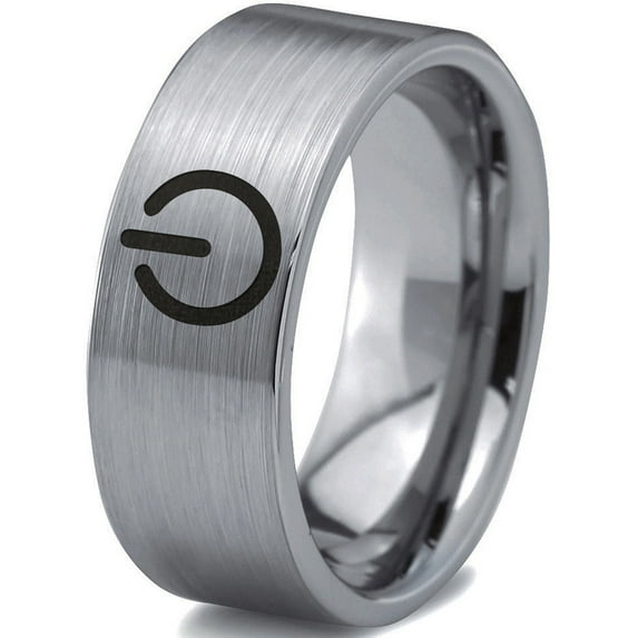 Tungsten Gamer Power Band Ring 8mm Men Women Comfort Fit Gray Flat Cut Brushed Polished