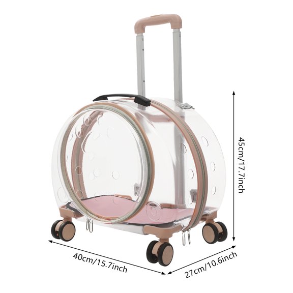Breathable Cat Carrier with 4 Rolling Wheels, Cat Carrier Pink 40*27*45cm