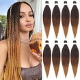 thumbnail image 2 of Ombre Brown With Blonde Braiding Hair Pre stretched 24 Inch 8 Packs Pre stretched Braiding Hair Yaki Texture Synthetic Hair Extension Itch  Hot Water Setting(24", T1B/30/27#), 2 of 7