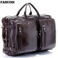 thumbnail image 2 of Bolso de viaje de cuero genuino para hombre, bolsa de viaje multifunción, de grano completo, grande, para fin de semana, 2 of 4