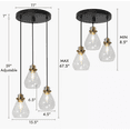 thumbnail image 3 of Uolfin Modern Black and Brass Chandelier 3-Light Height Adjustable Ceiling Light with Teardrop Clear Glass Shades, 3 of 5