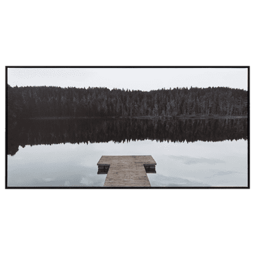 Bouclair Black & Dark Brown Dock with Mountain View Printed Canvas 60 X 30 in (152.4 X 76.2 cm)