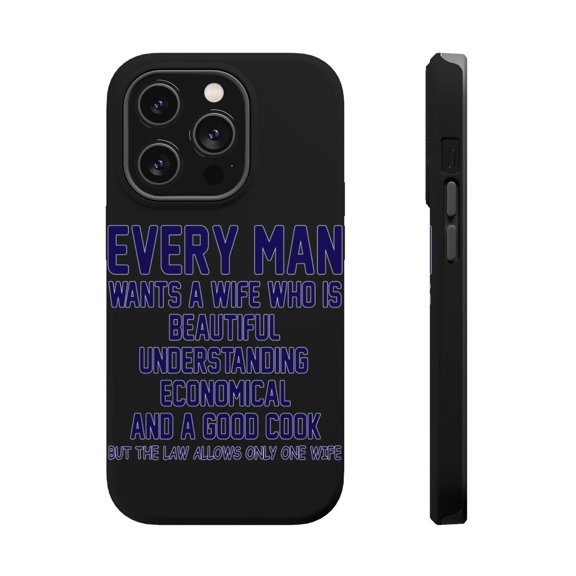 DistinctInk Tough Case for Apple iPhone 15 PRO (6.1" Screen), Compatible with MagSafe Charging - Every Man Wants Wife Who is Beautiful