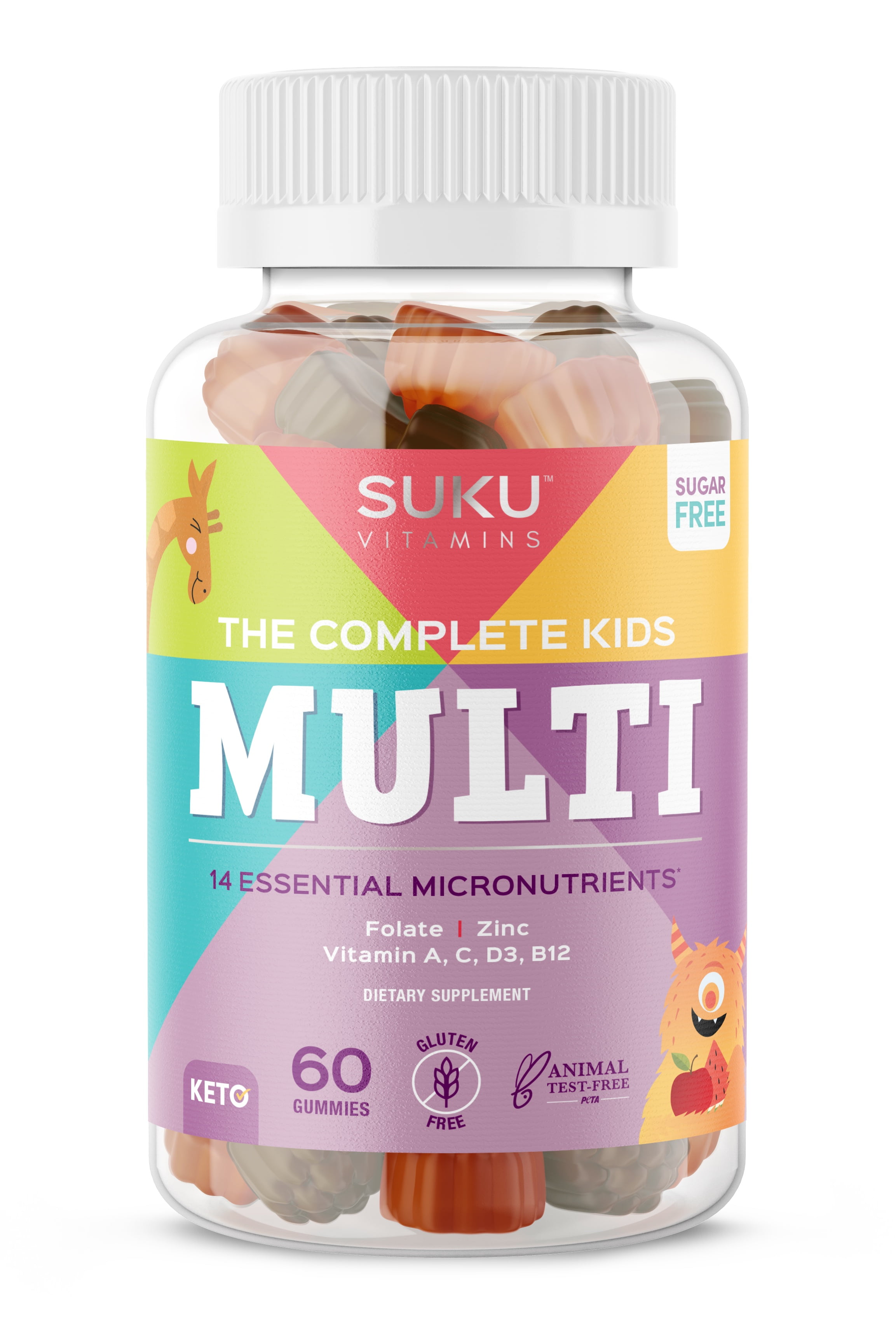 SUKU Vitamins, Complete Kids Multi Gummies, Tropical Bonanza Flavour, 60 Count