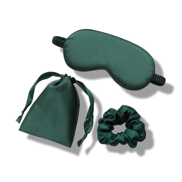 Máscara para dormir, máscara para ojos suave, correa ajustable, venda para los ojos, máscara para dormir suave con bolsa, lazo para el cabello, negro