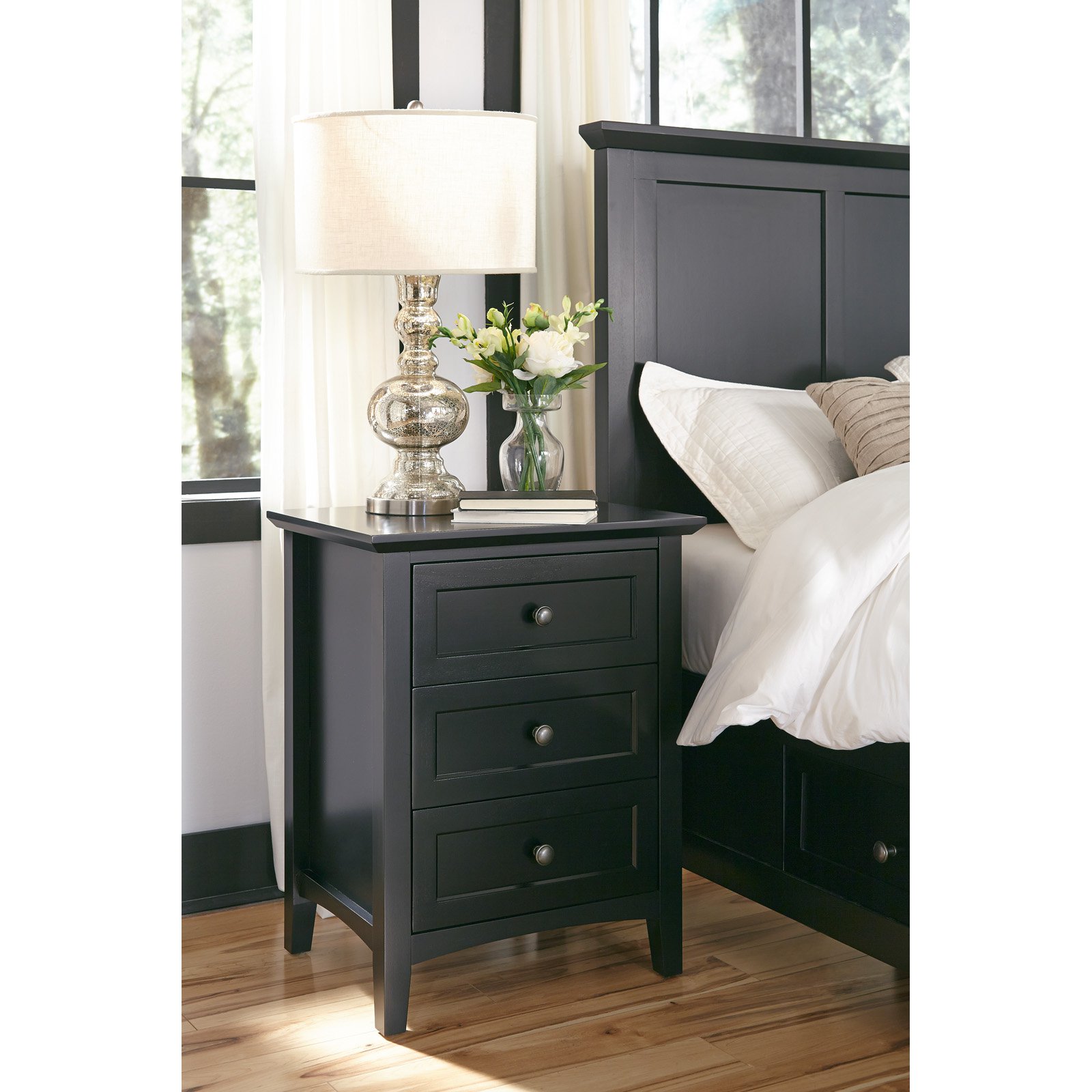 Modus Paragon 3 Drawer Nightstand in Black - image 2 of 7