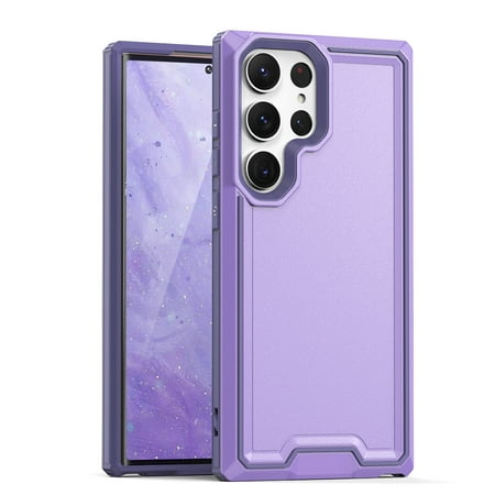 TJS for Samsung Galaxy S23 Ultra Phone Case, Dual Layer Shockproof Rugged Hybrid Drop Protector Cover for Galaxy S23 Ultra (Purple)