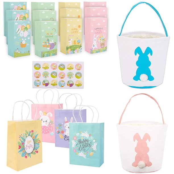 Easter Bags Easter Paper Bags Easter Bunny Basket Egg Bags For Kids Easter Party Favors Easter Egg Hunt And Goodies Pack 3 Different Types Of Easter Gift Bags Walmart Com Walmart Com