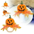 thumbnail image 2 of Fall Napkin Rings Set of 6 - Pumpkin Leaf Berry Thanksgiving Table Decor, Halloween Autumn Dinner Party Napkin Holders for Seasonal Table Settings, 2 of 5