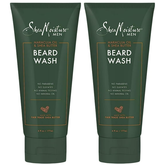 Sheamoisture Beard Wash - Full Beard Shampoo, Moisturizing With Maracuja Oil And Raw Organic Shea Butter, Beard Care For Men, 6 Fl Oz Ea (Pack Of 2)