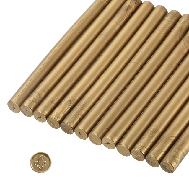 Palo de cera para sellar Uxcell, cera adhesiva para pistola de pegamento, sello de cera para cartas, invitaciones de boda, bronce dorado