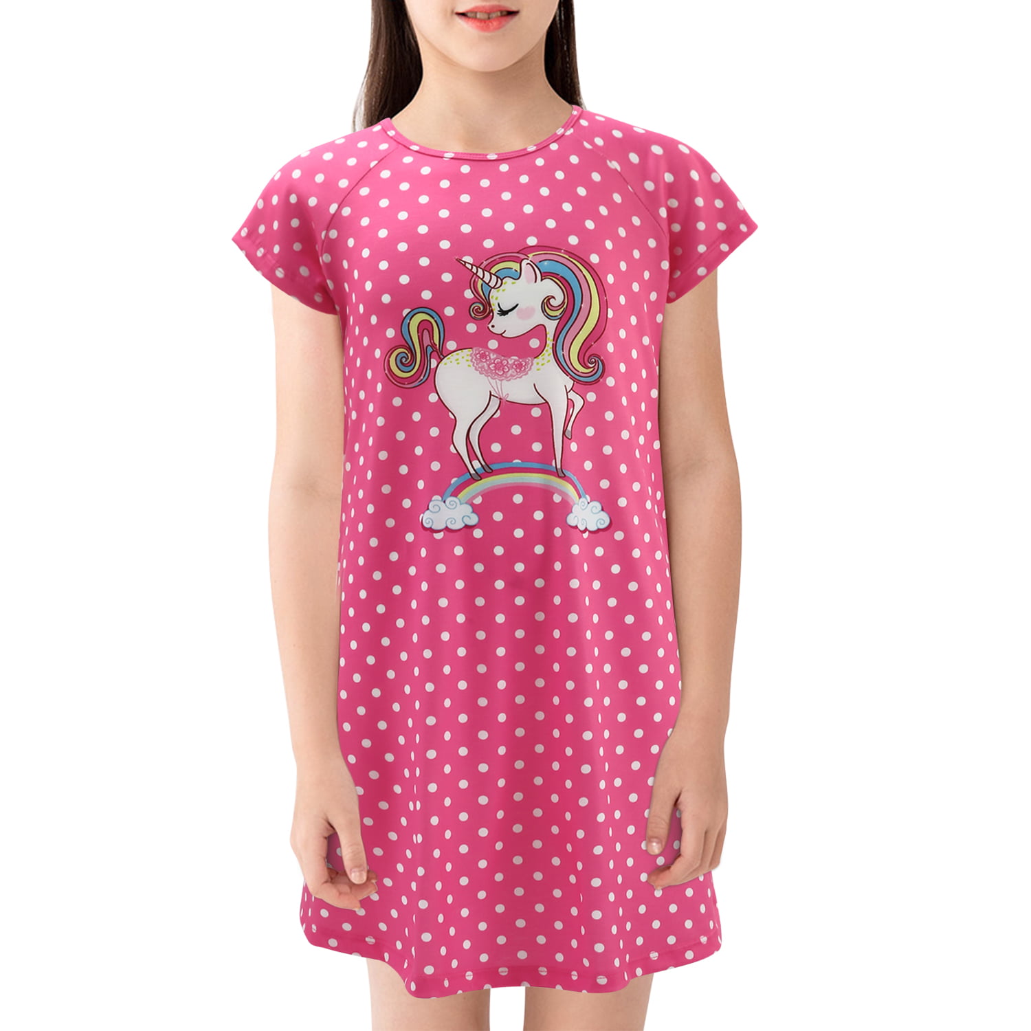 Girls Unicorn Nightgown Pajama Star Rainbow Printed Sleepwear Casual Sleep Shirts Nightie Princess Night Dresses
