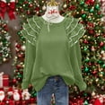 thumbnail image 6 of cocolona Womens Sweatshirt Ruffle long Sleeve Crew Neck Shirts Fall Fashion Pullover Tops Dressy Casual Blouses Christmas Gifts, 6 of 6