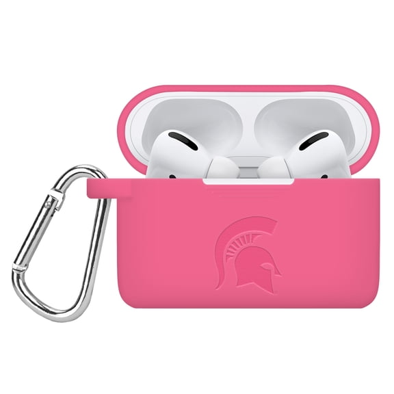 Michigan State Spartans Engraved Silicone Case Cover Compatible with Apple AirPods Pro 1 & 2 (Pink) by Affinity Bands
